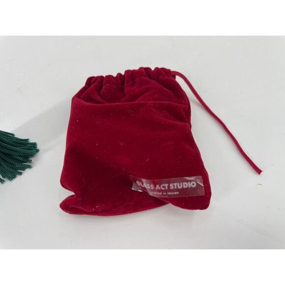 Glass Act Studios Green And Gold Swirl Perfume Bottle w Stopper With Bag - Picture 2 of 7